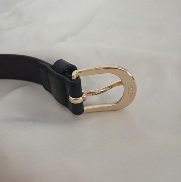 Coach Black Leather Belt with Gold-Tone Buckle - Picture 4 of 9